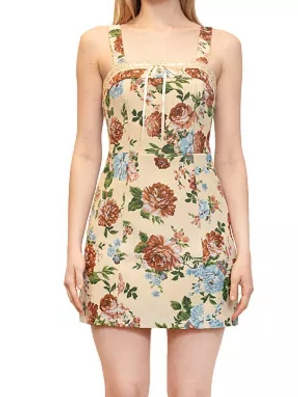 Dylan Ryan NYC Ivory Floral Mini Dress Large Cottagecore Romantic Eyelet Y2k